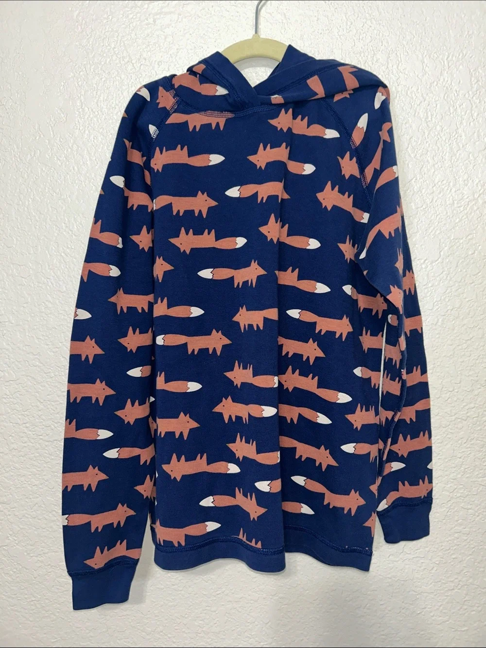 Hanna Andersson Navy Pullover Hoodie with Fox Pattern